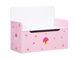 VPMKP - Zonekiz baúl infantil rosa 60x30x50 cm, 2 en 1, +18 meses, almacenamiento de juguetes, tapa segura, carga 50 kg
