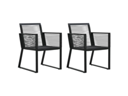 2 sillas de jardín de mimbre de PVC negro Dkd Home Decor