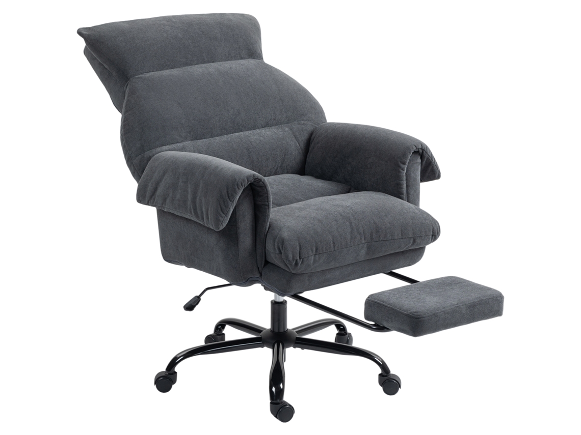 Silla De Oficina Reclinable Gris Con Reposapiés