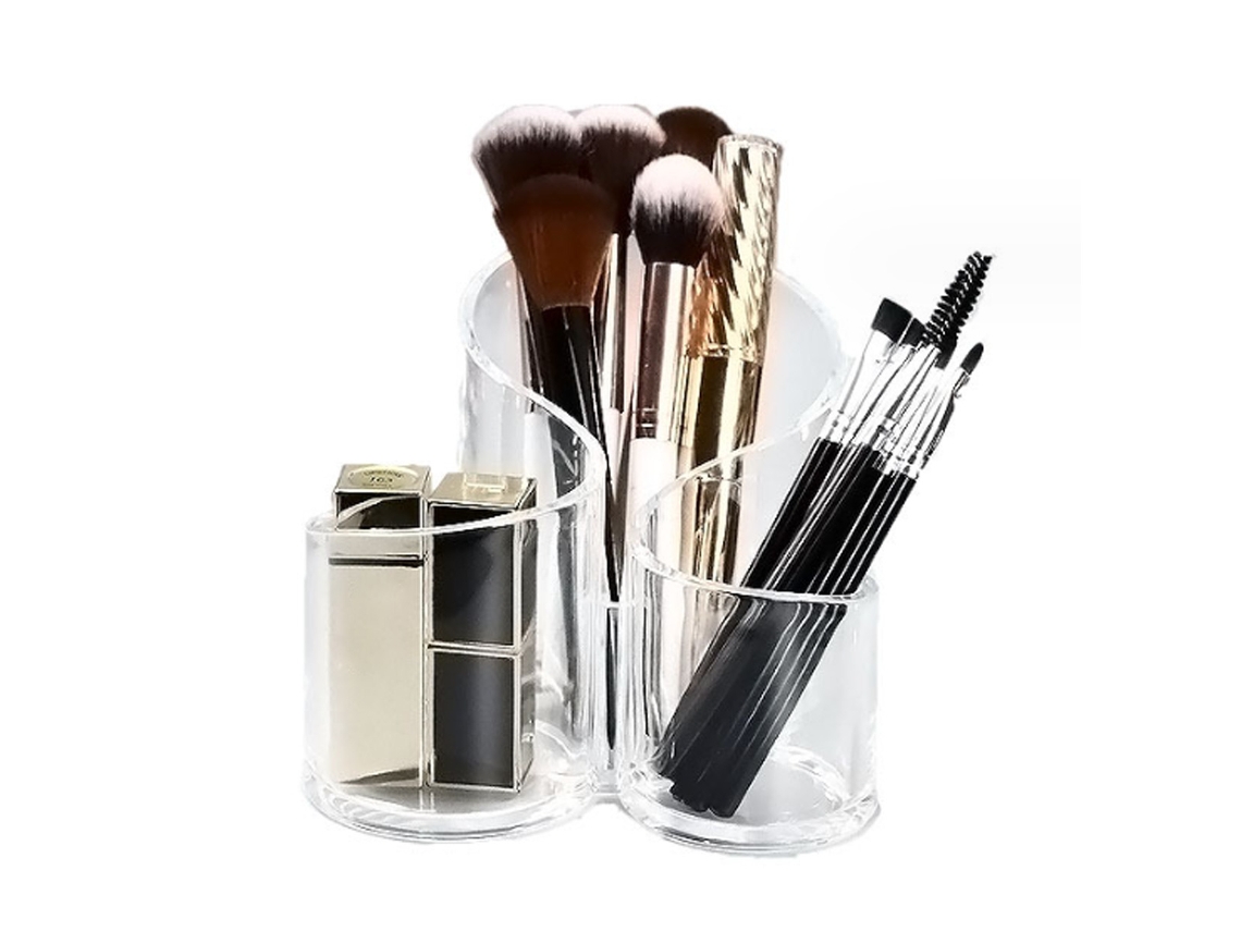 Almacenamiento de maquillaje profesional, acrílico transparente con múltiples compartimentos para tus artículos esenciales de belleza, diseño compacto.
