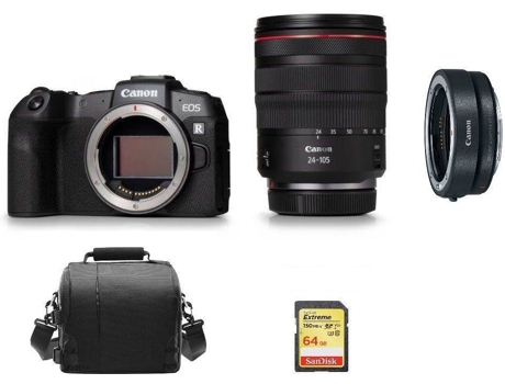 Cámara Instantánea CANON EOS RP + Objectivo RF 24-105mm F4L IS USM + EF-EOS R Adaptador + Tarjeta SD 64GB + Bolsa (Full Frame)