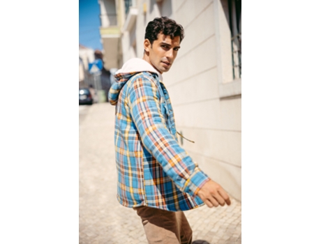 Camisa de Hombre THROTTLEMAN Cuadros Capucha Forro Multicolor (M)