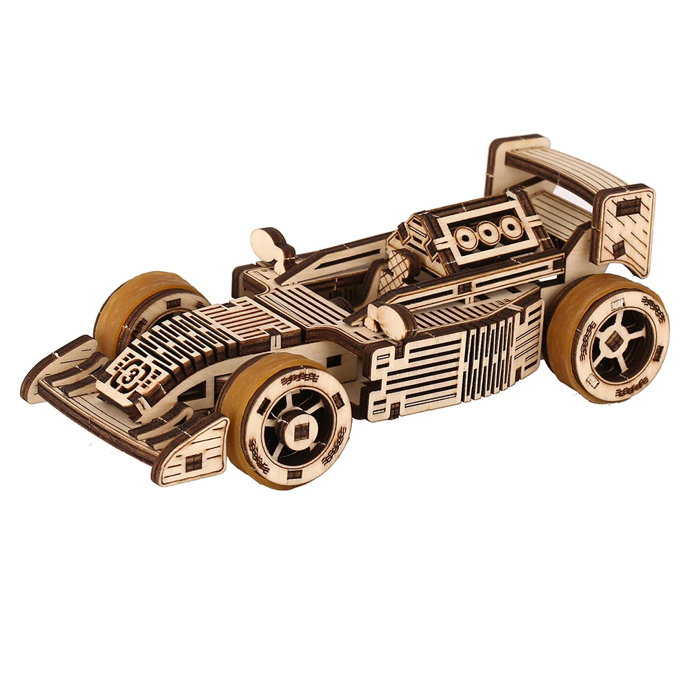 Rompecabezas 3D, modelo clásico de coche de carreras de madera para armar, regalo