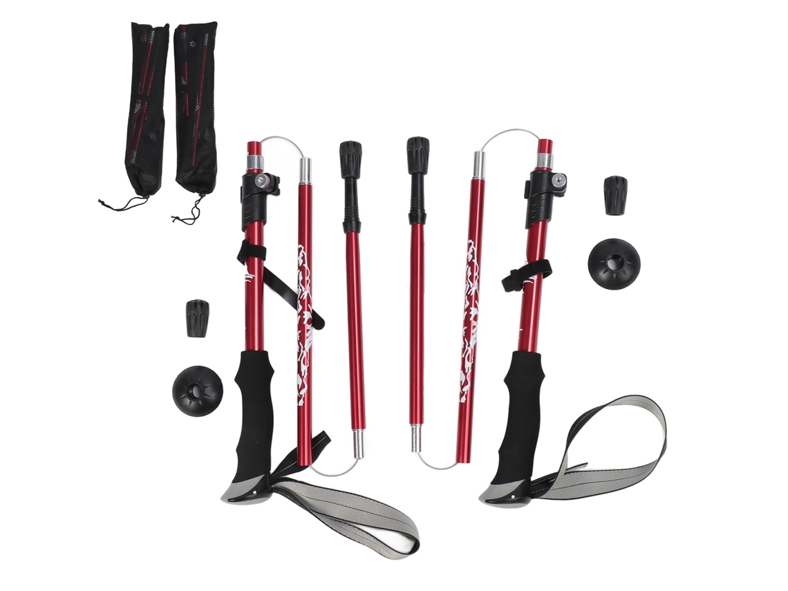 2 Bastones De Trekking De Aleación De Aluminio Superligeros Y Duraderos Para Senderismo Y Montañismo - Rojo