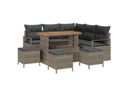 Maison Exclusive - Conjunto de sofá de jardín de 9 piezas con cojines, gris