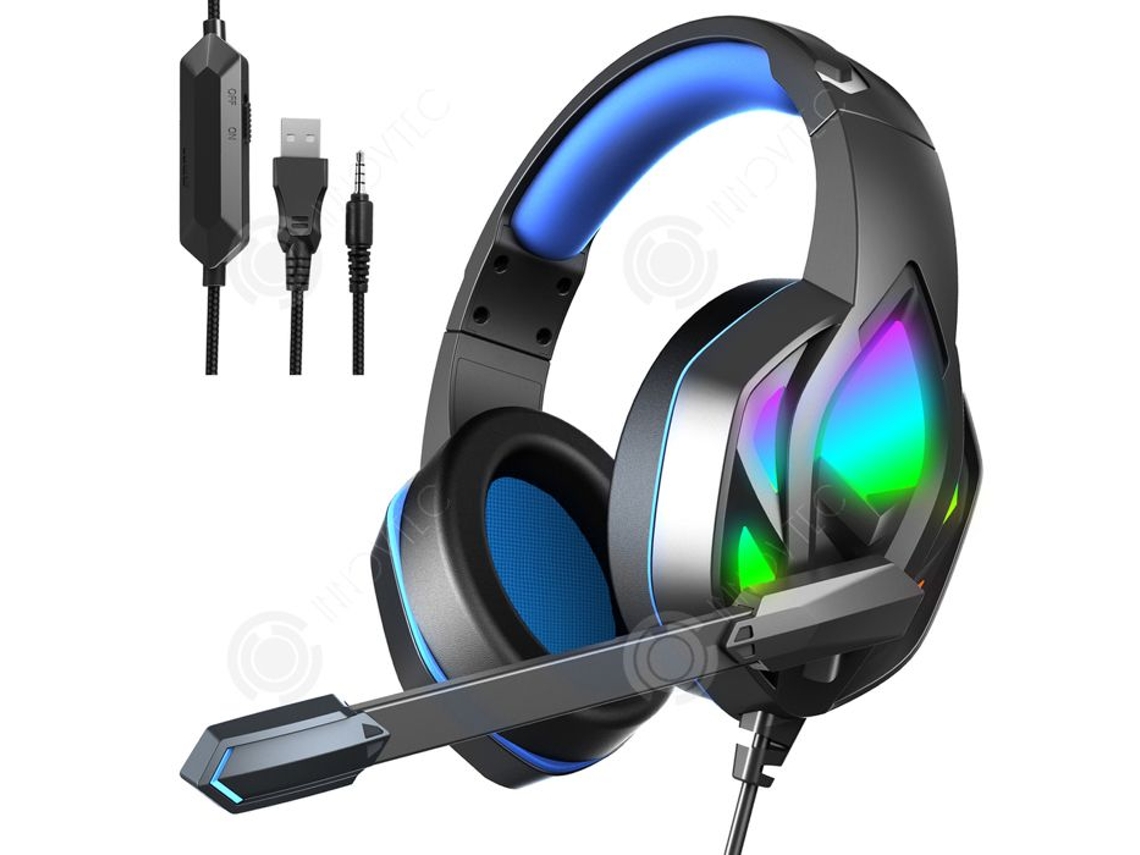 Auriculares Bluetooth Inn de 2 m, auriculares portátiles para juegos con cable recto, batería de larga duración, sonido envolvente de alta calidad Innovtec