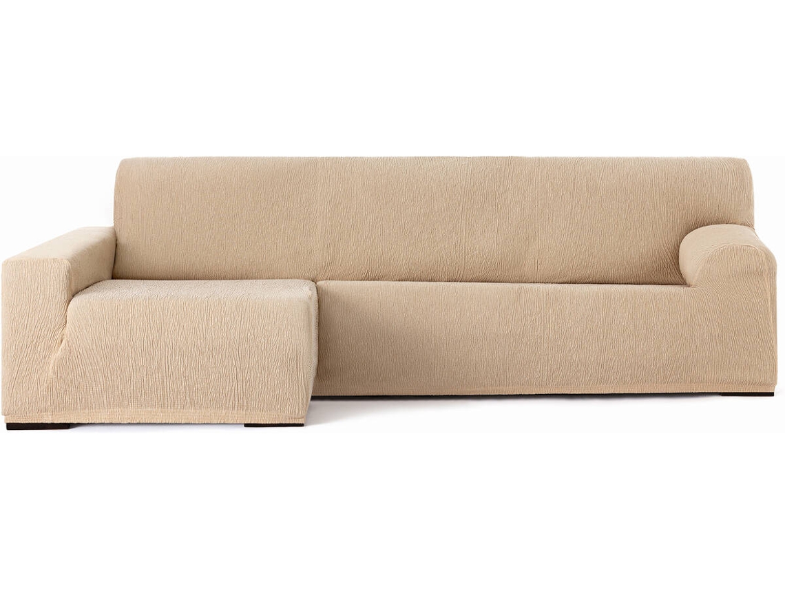 Funda de Chaise Longue Izquierda EYSA Premium Troya Tejido Elástico (310 x 170 x 110 cm - Poliéster y Algodón - Beige)