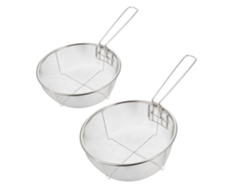 Cesta Para Freír Plegable De Acero Inoxidable De 2 Piezas Con Mango Largo, Resistente Al Aceite, Multifuncional Para La Cocina.