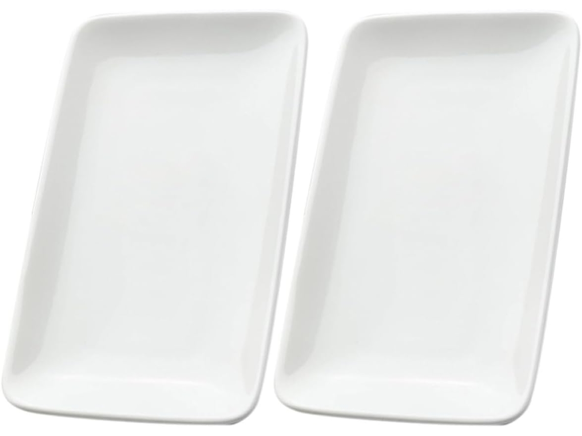 Bandeja Cerámica Blanca 2 Piezas Joyería Acabado Construcción Robusta Diseño Sencillo Forma Única Elegante