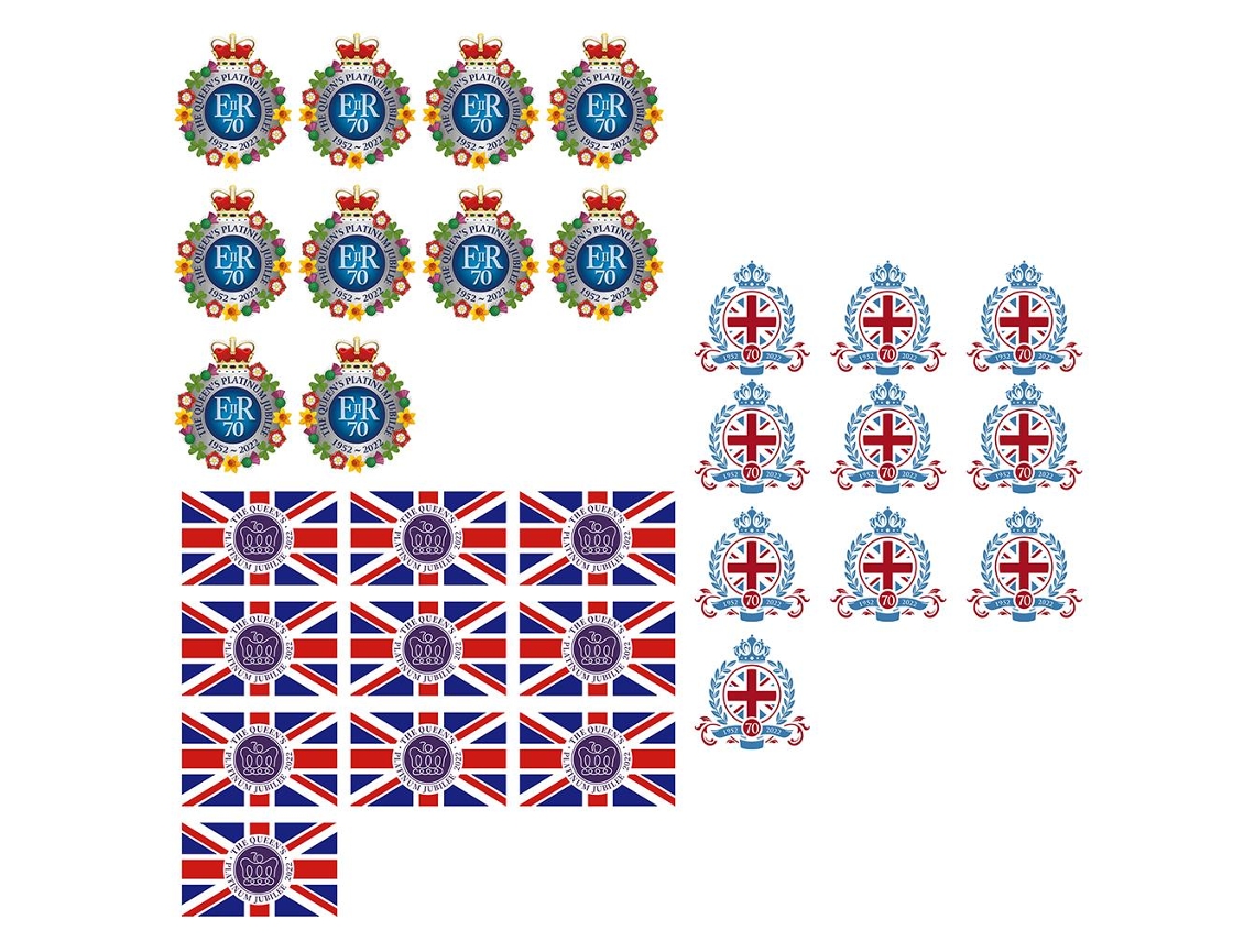 30 Pegatinas Del Jubileo De Platino De La Reina Isabel Ii, 3 Diseños De Coronas Con La Bandera Británica, 2022