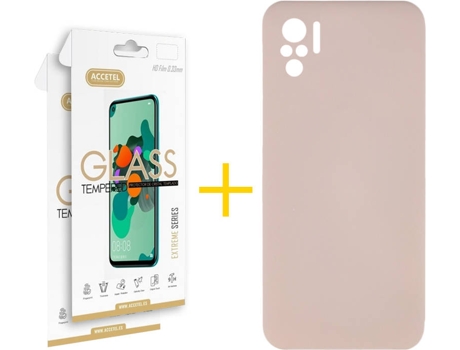 Kit Funda + 2 Protectores de Pantalla Xiaomi Redmi Note 10 4G / 10S ACCETEL Liso 14 Rosa