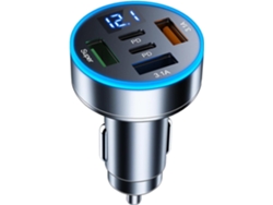 Adaptador Cargador Usb 5 En 1 Para Teléfono Móvil De Coche Con Indicador De Voltaje