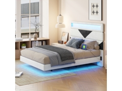 Cama Doble 160 X 200 Cm, Cama Tapizada Con Led, Cabecero Ajustable Con Usb, Para Adolescentes Y Adultos, Terciopelo Beige