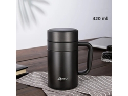 Termo De Acero Inoxidable De Gran Capacidad (negro, 420 Ml), Ideal Para El Hogar.