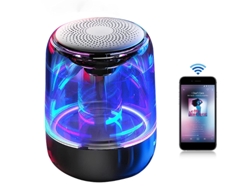 Altavoz Bluetooth transparente, altavoz inalámbrico Bluetooth 5.0 con reducción de ruido, estéreo de alta fidelidad, subwoofer con luz LED, negro Yizhood
