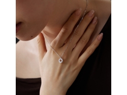 (oro Blanco) Plata De Ley 925, Un Collar De Círculo Pequeño Sutilmente Lujoso, Brillante Y Sencillo Para Usar A Diario.
