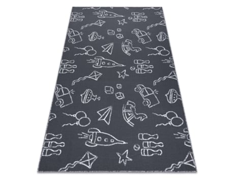 Alfombra Para Niños Toys Juguetes, Divertido - Gris (300 x 300 cm)