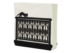 Servilletero original con diseño de gato en balcón Servilletero de mesa negro Soporte para servilletas de metal Porta servilletas de cocina de 15x4x12 cm FISURA