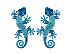 Figura de Animal Azul de Metal y Cristal 1*17*36cm Set de 2 Unidades Figura Lagartos 2 Unidades