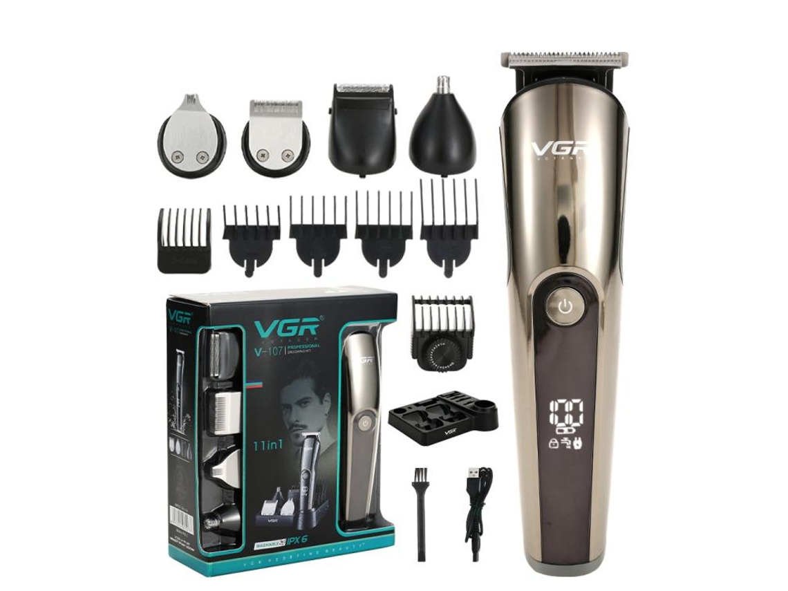 Cortapelos 11 En 1 Con Pantalla Digital Lavable Y Resistente Al Agua Ipx6 (dorado)