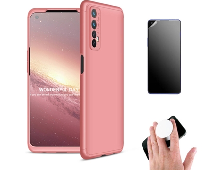 Kit Carcasa Y Protector Realme 7 4G Ultimatte Slim Armor 360º Y Popsocket Rosa