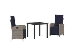 Conjunto de comedor de jardín de 3 piezas - Muebles de jardín de mimbre gris HARLANV1
