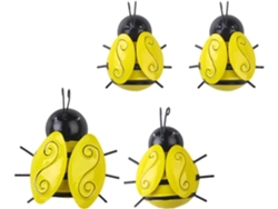 Juego 4 Adornos Pared Abejas Hierro Resistentes Fáciles Instalar Decoración Interiores Exteriores