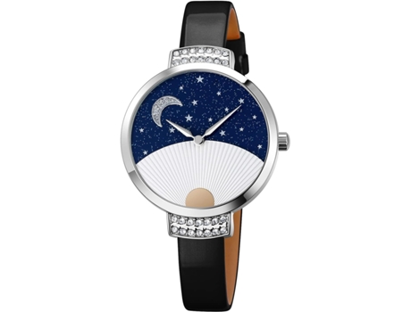VEANXIN Sky Fan Pattern Dial Design Relojes de pulsera de cristal impermeables-Negro