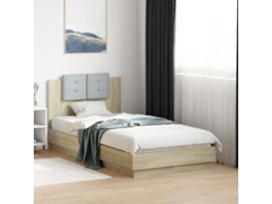 Cama Con Cabecero Madera De Ingeniería Roble Sonoma 90x190 Cm
