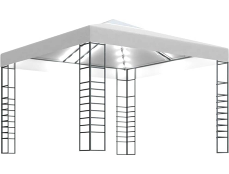 vidaXL Carpa cenador de jardín con tira de luces LED 3x3 m blanco