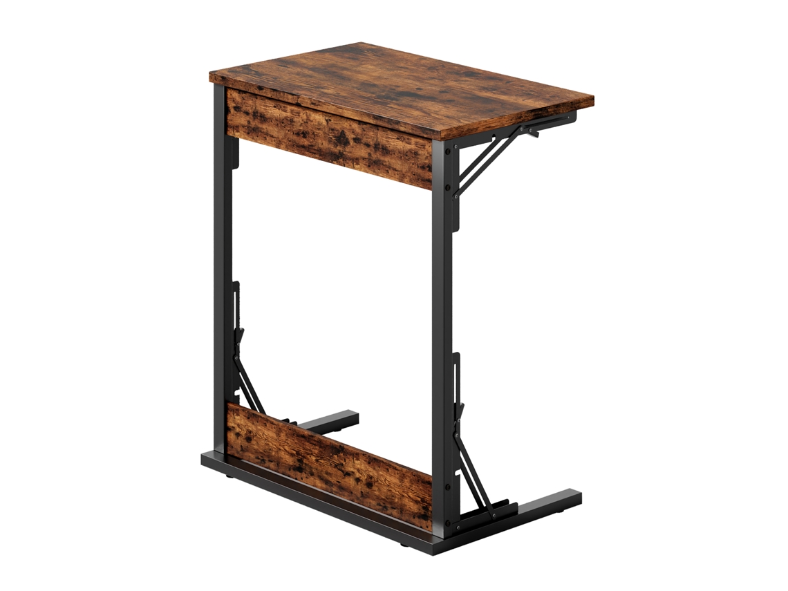 Mesa Auxiliar Plegable C 60x37x71 Cm - Metal, Patas Ajustables, Multiuso - Marrón