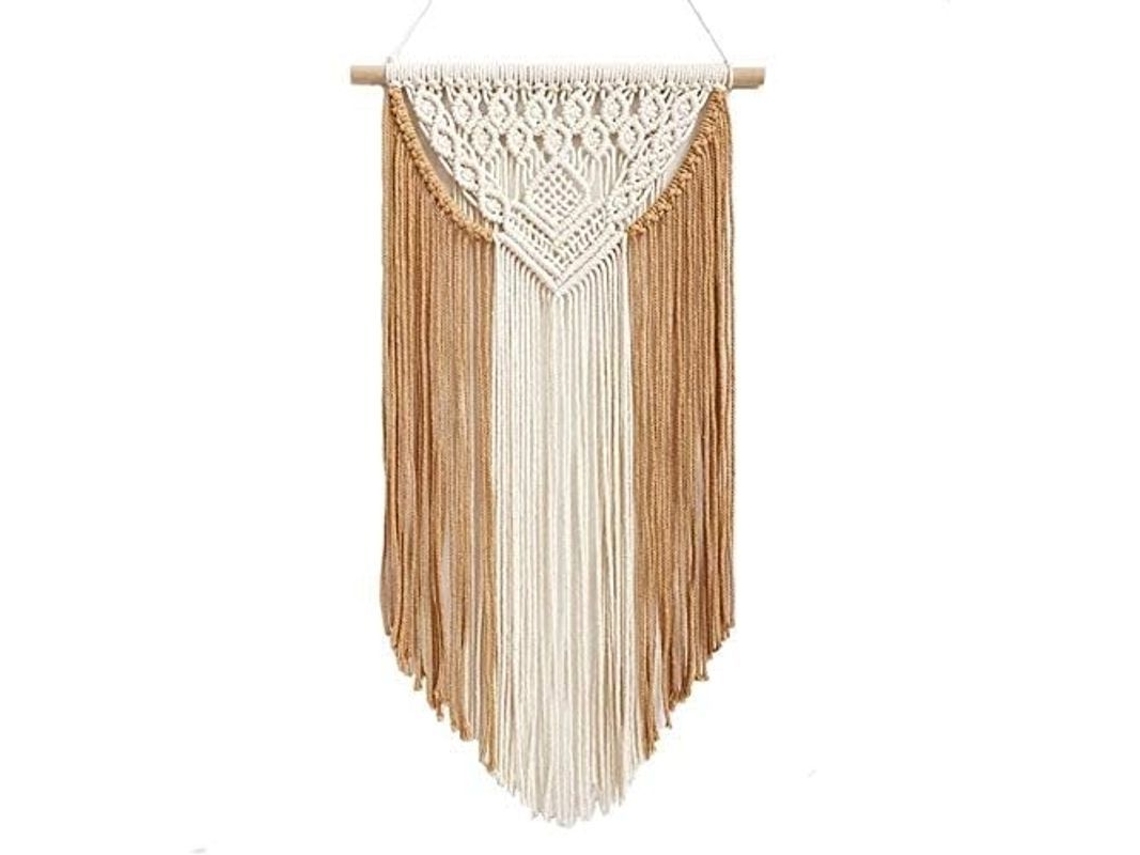 Tapiz De Pared Bohemio De Macramé, Decorativo, Hecho A Mano, Tejido Con Cuerda De Algodón, 35x60cm