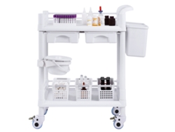 Carros De Laboratorio Succebuy De 2 Niveles Carro Médico Móvil 2 Bandejas 2 Cajones 3 Botes De Basura Blanco