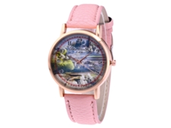 Reloj De Cuarzo De Moda Con Correa De Cuero Pu Dial Redondo Para Mujer (rosa)