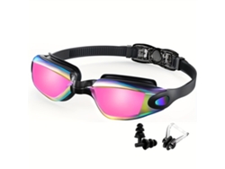 Óculos De Natação Hd Antiembaçantes Para Adultos Com Clipe Nasal E Tampões Para Os Ouvidos  (preto Rosa)