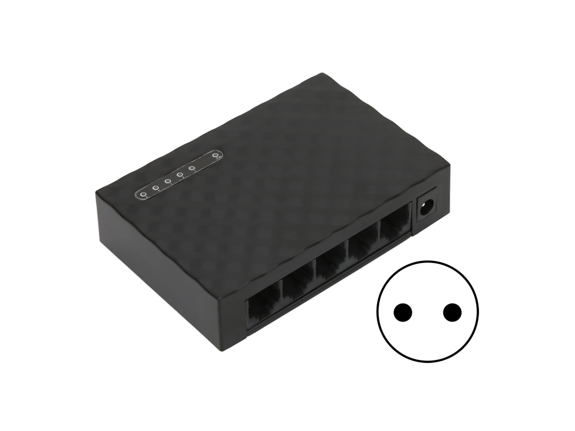 Switch De Rede Gigabit Ethernet 5 Portas 1000m Auto Adaptativo Painel Led Plug Eu