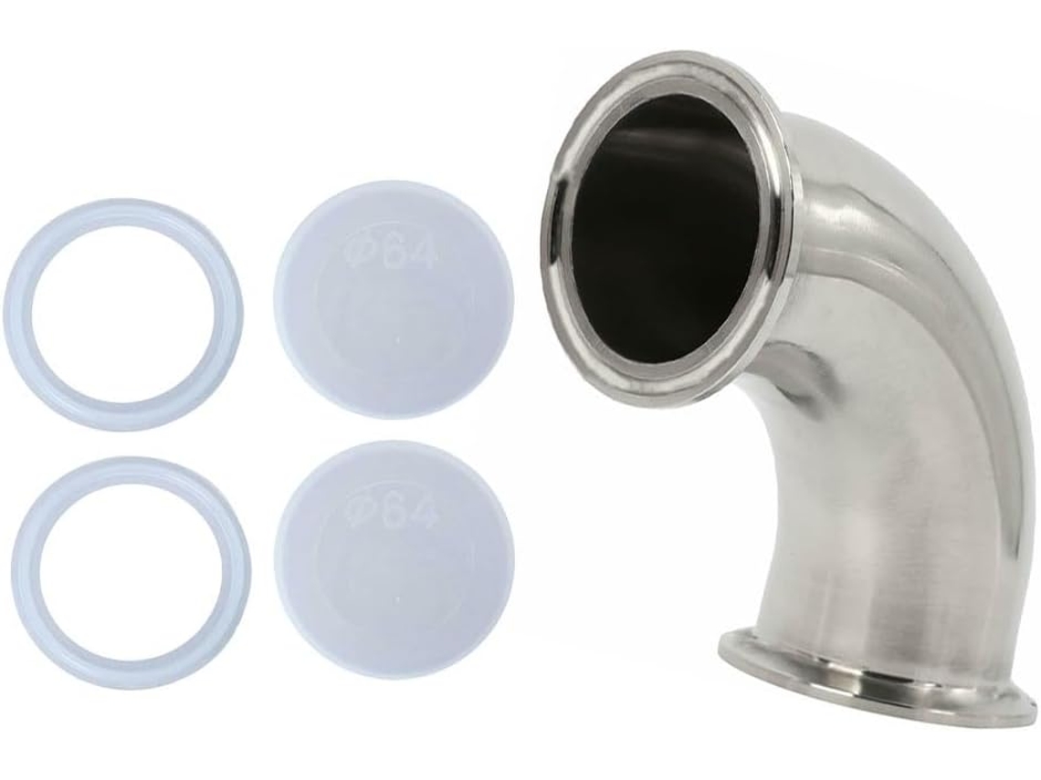 Codo Sanitario De Acero Inoxidable Tri Clamp De 5,1 Pulgadas Y 90 Cm, Codo Con Férula, Grados