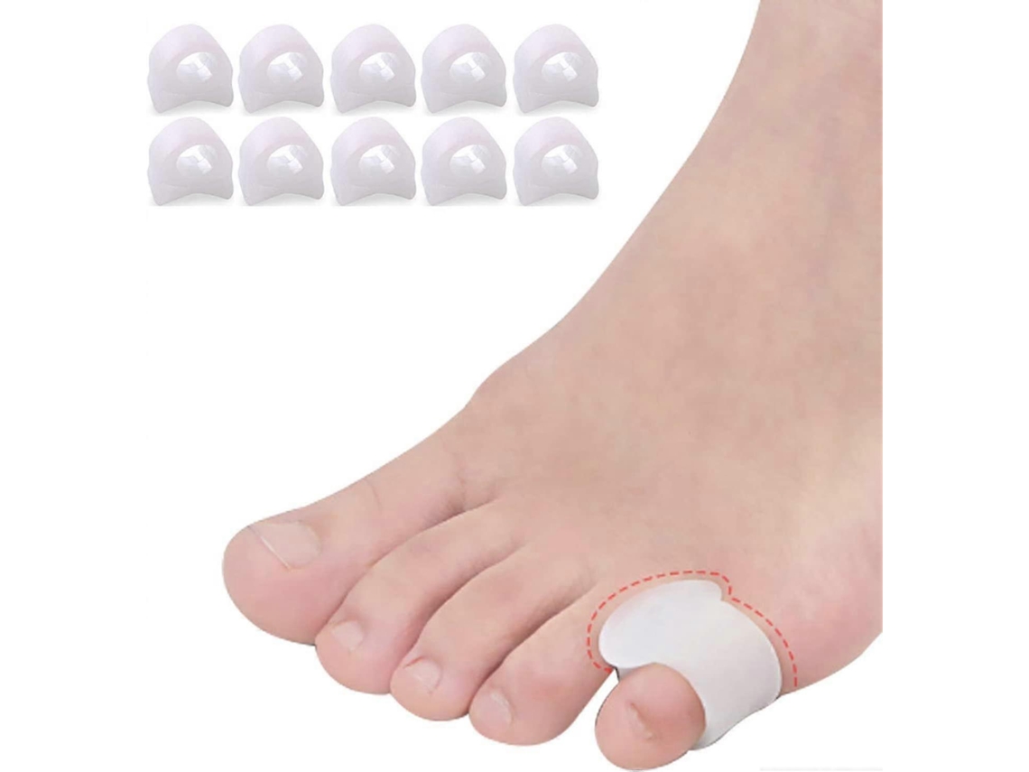 10 Separadores de Dedos em Gel, Corretor para Dedo em Martelo e Hallux Varus, Alívio para os Pés, Branco