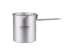Vaso De Agua De Titanio Con Tapa Y Asa De 750 Ml Para Camping, Uso Al Aire Libre, Té, Café, Ligero Y Duradero.