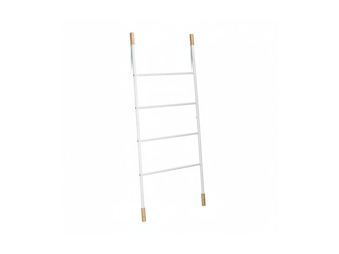 Relaxdays Escalera Decorativa Multiusos, Bambú-hierro, Blanco, 150 X 70 X 2 Cm