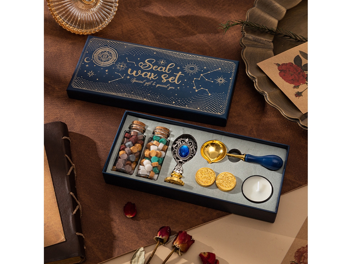 Kit De Sellos De Cera Con 3 Sellos Y Perlas De Cera Para Sobres, Tarjetas, Invitaciones, Decoración, Manualidades Y Otras Actividades Artísticas.