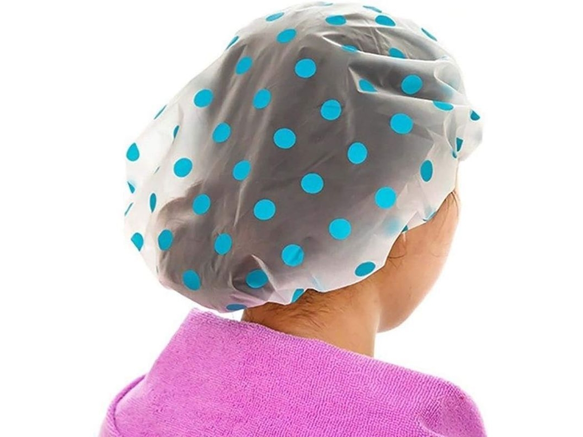 Gorro De Ducha Elástico De Eva Reutilizable E Impermeable, Estampado Azul, 1 Unidad, Talla Única.