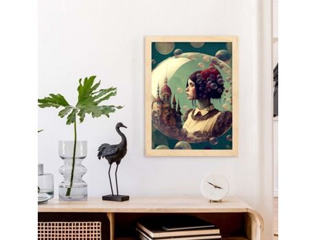 NACNIC Poster Chica Burbuja En Estilo Surrealismo Cinematográfico Ilustraciones Y Grabados De Historieta Abstracta Y Artística A4 Marcos Negros