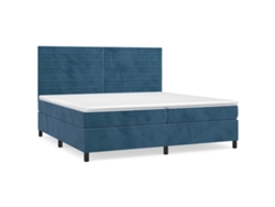 Maison Exclusive - Cama Box Spring Con Colchón Terciopelo Azul Oscuro 200x200 Cm