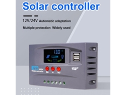 Controlador Solar De 12v/24v Con Identificación Automática, Pantalla Lcd Y Carga Mppt Con Doble Puerto Usb.