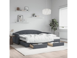 Sofá Cama Nido Con Cajones Terciopelo Gris Oscuro 90x200 Cm