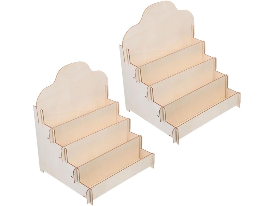 Soporte De Madera De 2 Niveles Para Exhibir Tarjetas, 340 G, Organizador Multifuncional Para Tarjetas De Felicitación.