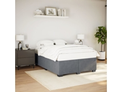 Estructura De Cama Sin Colchón Terciopelo Gris Oscuro 140x200cm