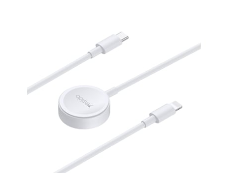 Yesido CA113 para Apple Watch 2 en 1 USB-C / Type-C a cargador de reloj inalámbrico magnético de 8 pines, longitud del cable: 1,2 m (blanco)