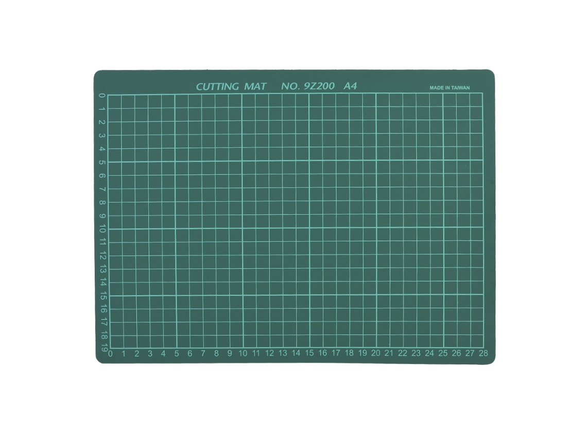 Tabla De Cortar A4 Autorreparable, De Una Sola Cara, Verde, Antideslizante Con Líneas De Cuadrícula.
